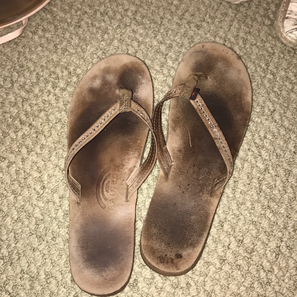 Rainbow flip flops